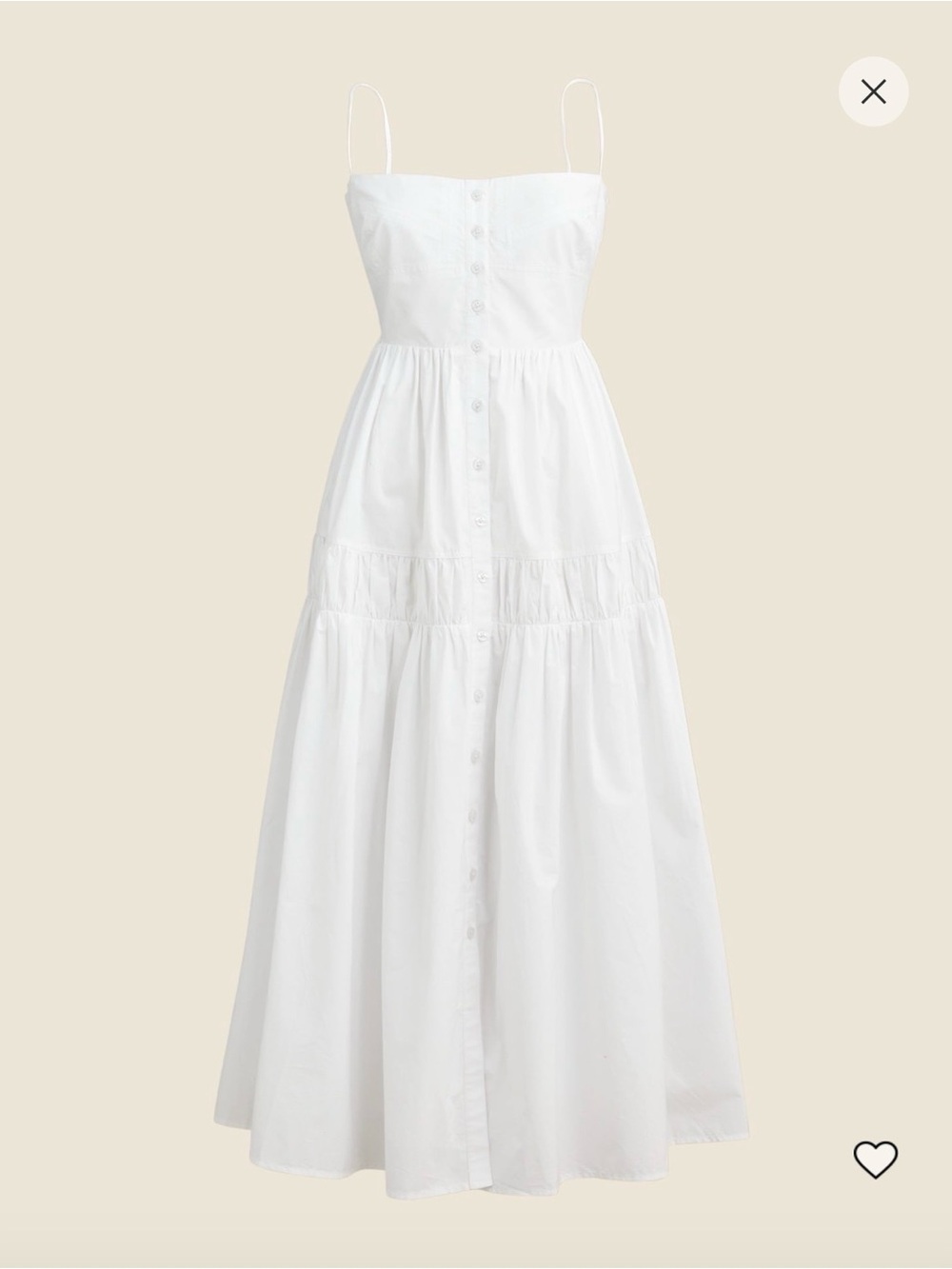 White Button-Front Spaghetti Strap Maxi Dress